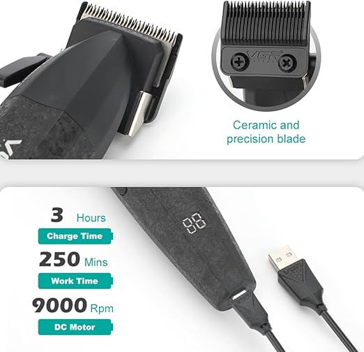 VGR Professional Hair Clipper Set - Dual-Speed, 9000 RPM, Metal Body V-640