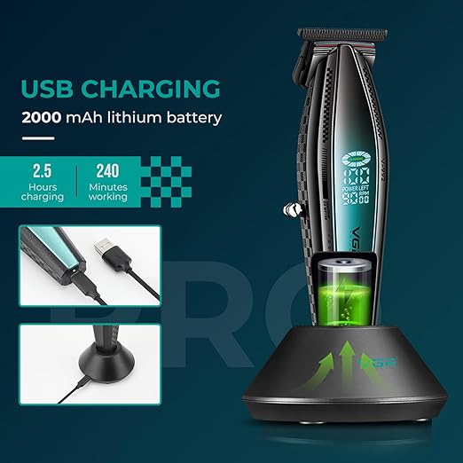 VGR 992 Professional Hair Trimmer, Zero Gapped, T Blade, Metal Body 9000 RPM, Rechargeable