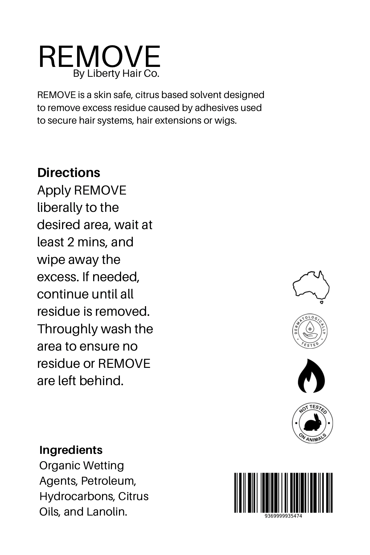 Libert Hair Co Remove Label