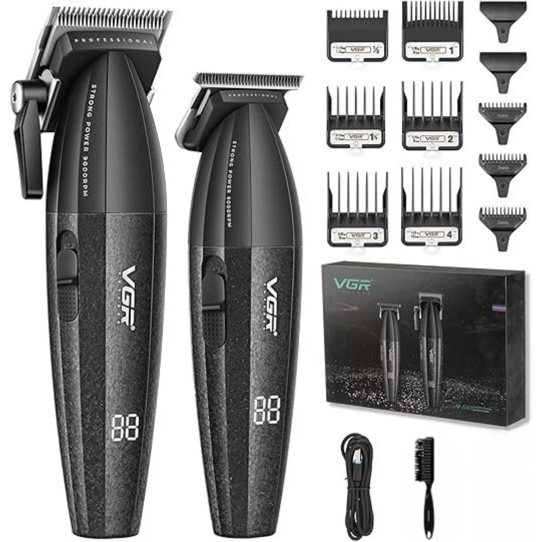 VGR Professional Hair Clipper Set - Dual-Speed, 9000 RPM, Metal Body V-640