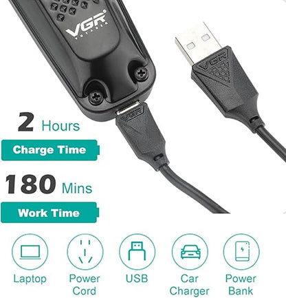 VGR 972 Professional Hair Trimmers, Precision Beard Trimmer for Men, Rechargeable with LED Display