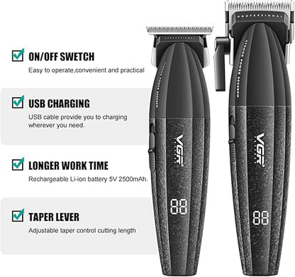 VGR Professional Hair Clipper Set - Dual-Speed, 9000 RPM, Metal Body V-640