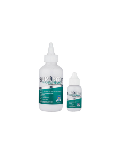 Two bottles of Supreme Bond dental adhesive on a white background