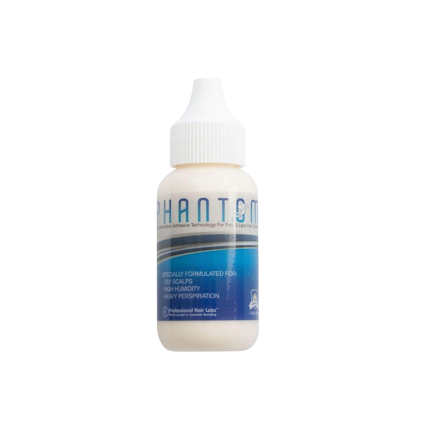 Bottle of Phantom hair product on a white background