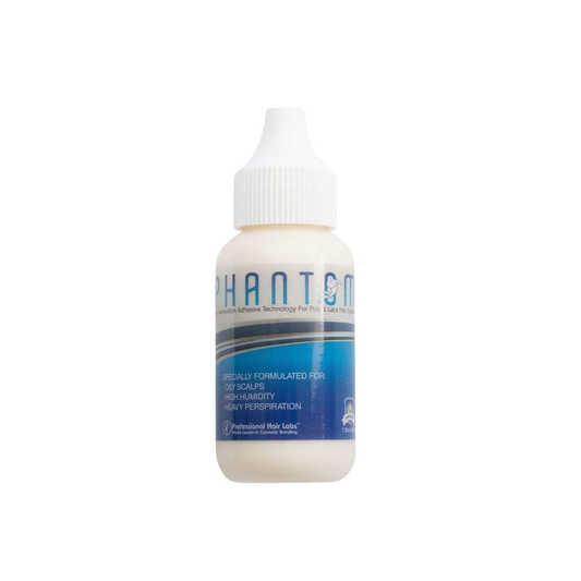 Bottle of Phantom hair product on a white background
