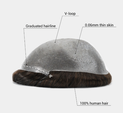 Super-V Thin Skin Hair System 8"x10" 0.06mm V-Loop (#4)