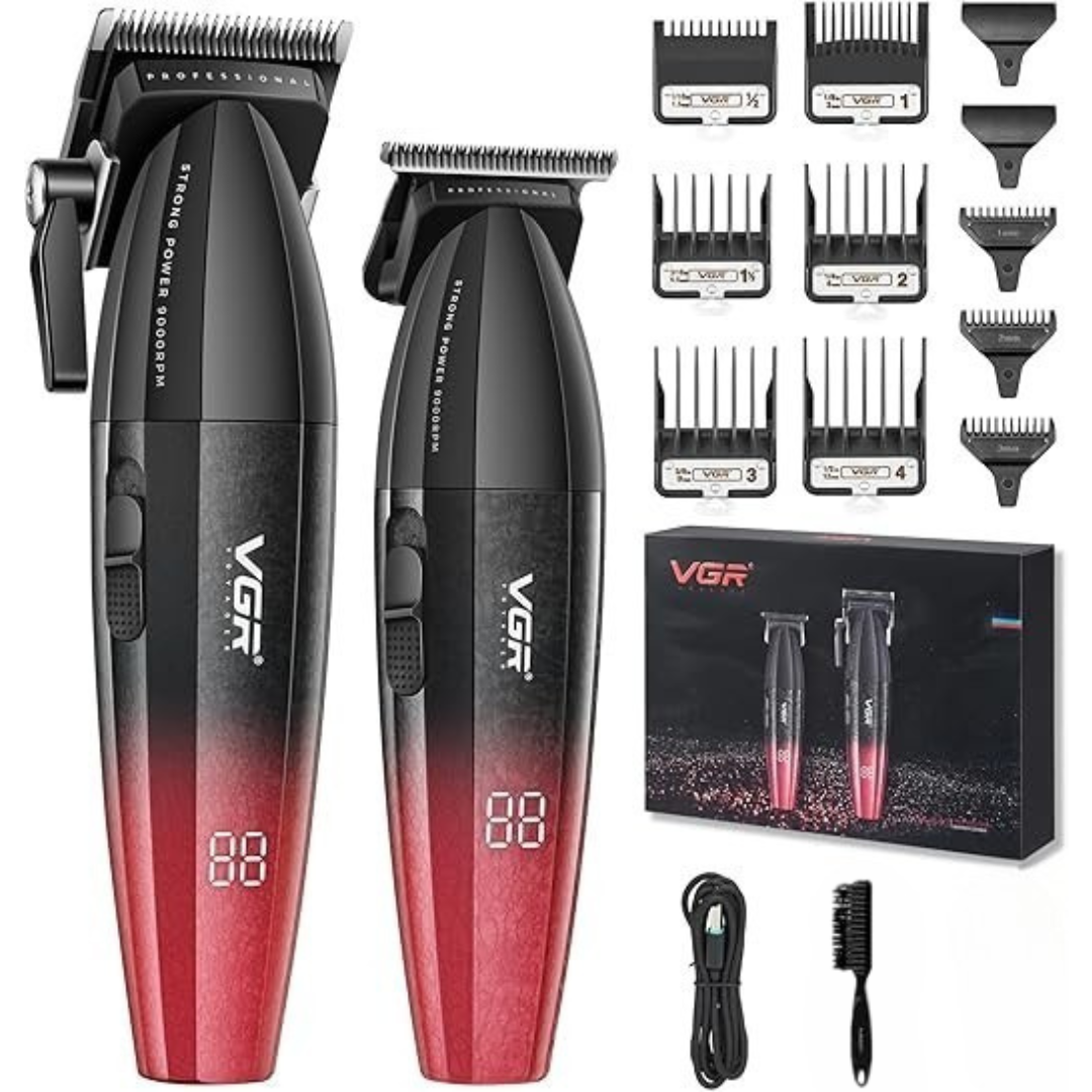 VGR Professional Hair Clipper Set - Dual-Speed, 9000 RPM, Metal Body V-640