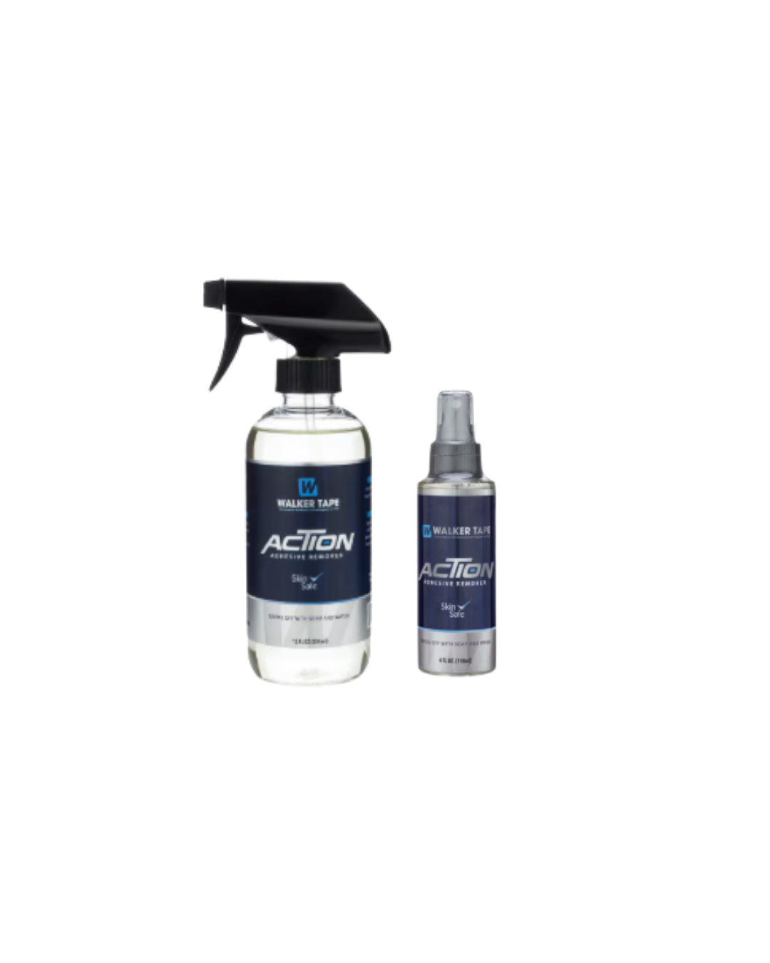 Two spray bottles labeled 'Action' on a white background
