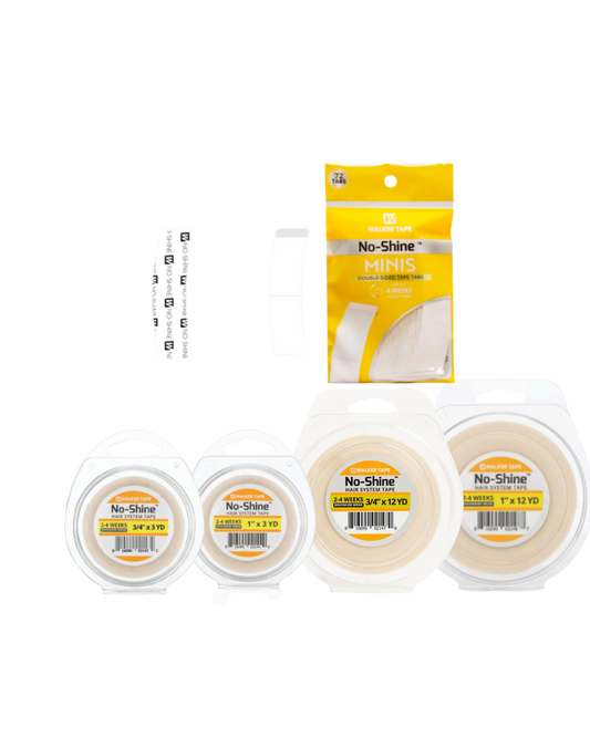 Set of 'No-Shine' tape rolls with packaging on a white background