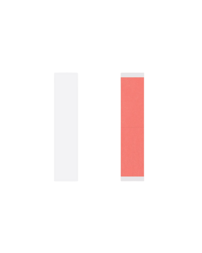 Two rectangular color swatches, one white and one coral, on a white background.