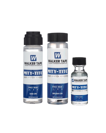 Three bottles of Walker Tape Mity-Tite on a white background