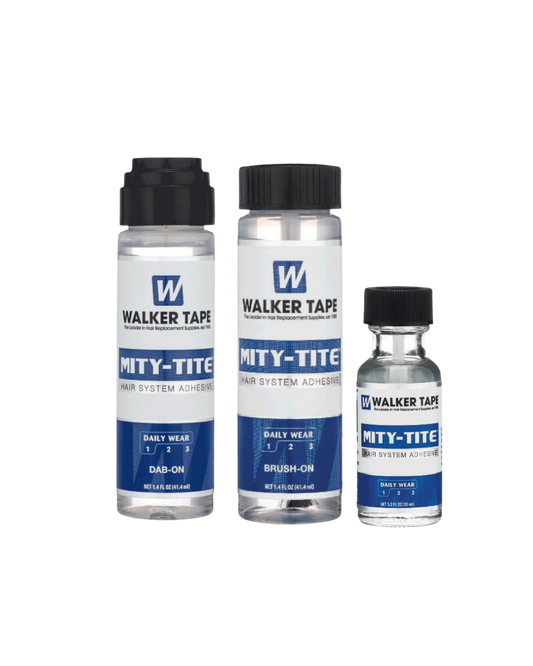 Three bottles of Walker Tape Mity-Tite on a white background