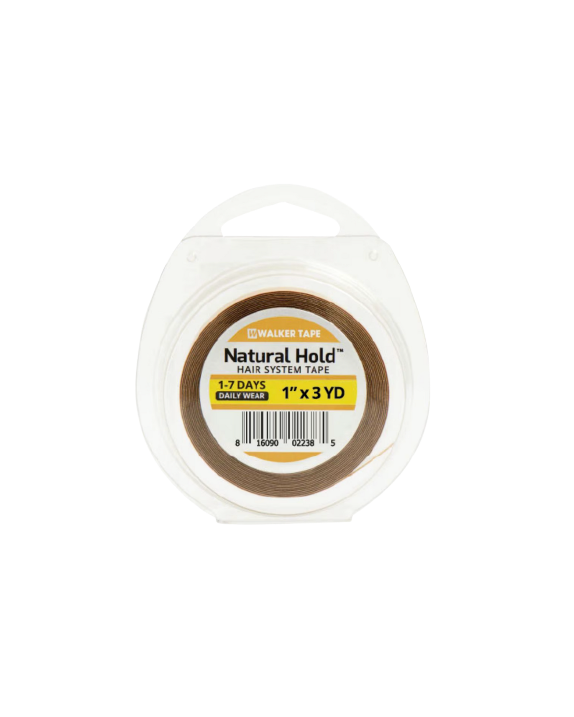 Roll of natural hold hair system tape with label on a white background