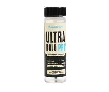 Walker Tape Ultra Hold Pro hair system adhesive bottle on a white background