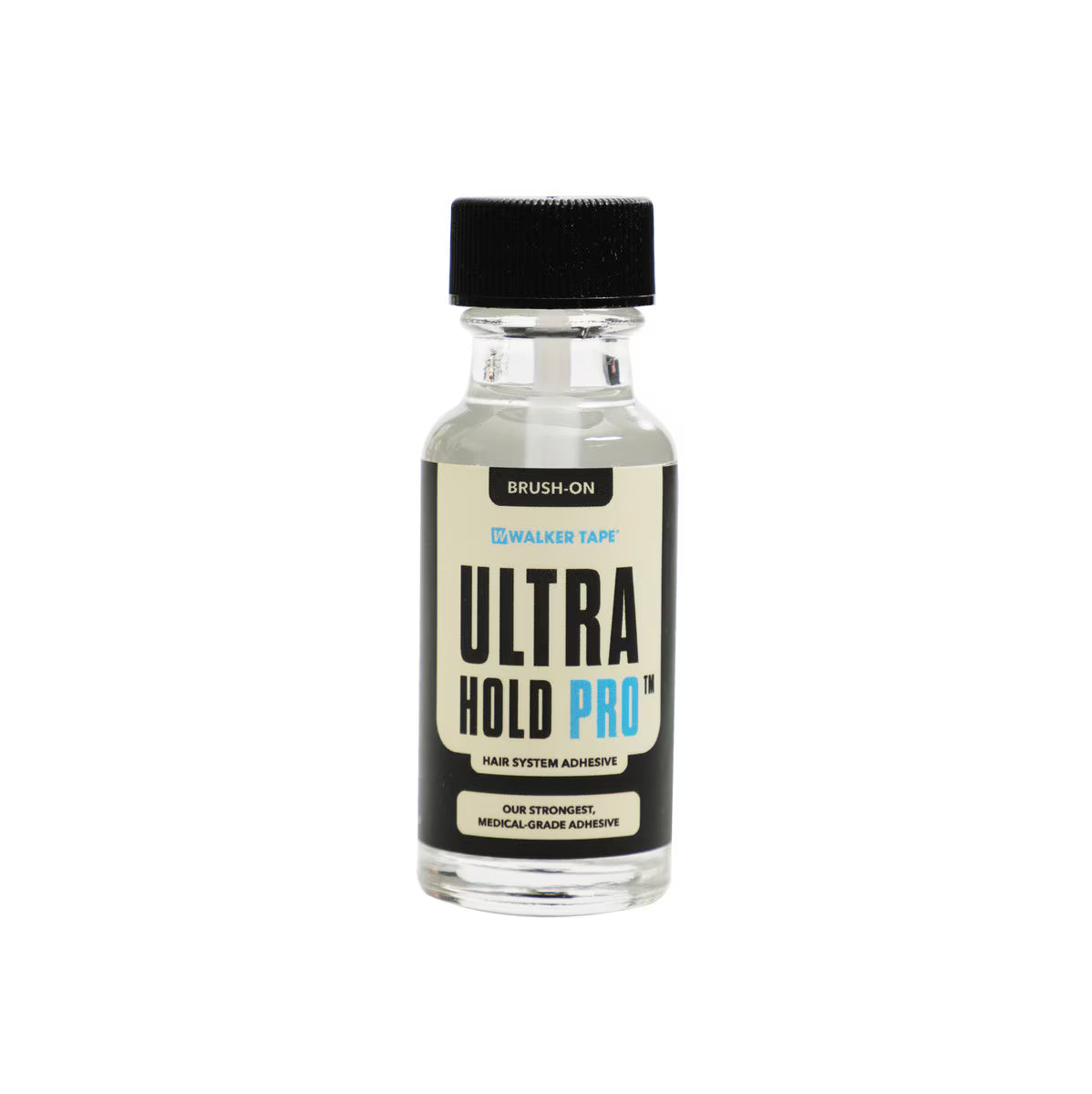 Bottle of Ultra Hold Pro adhesive with a black cap on a white background