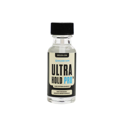Bottle of Ultra Hold Pro adhesive with a black cap on a white background