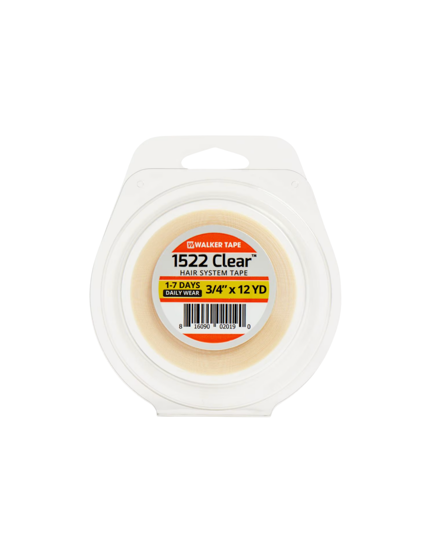 Clear adhesive tape roll with packaging on a white background