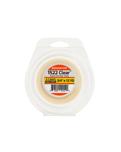 Clear adhesive tape roll with packaging on a white background