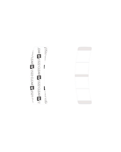 Close-up of a product label with text and barcodes on a white background