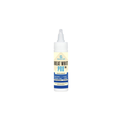 Bottle of Great White Pro adhesive on a white background