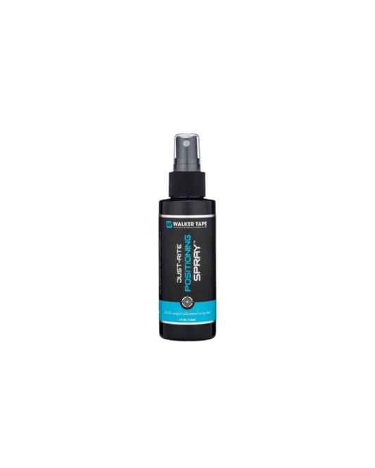 Spray bottle with black and blue label on a white background