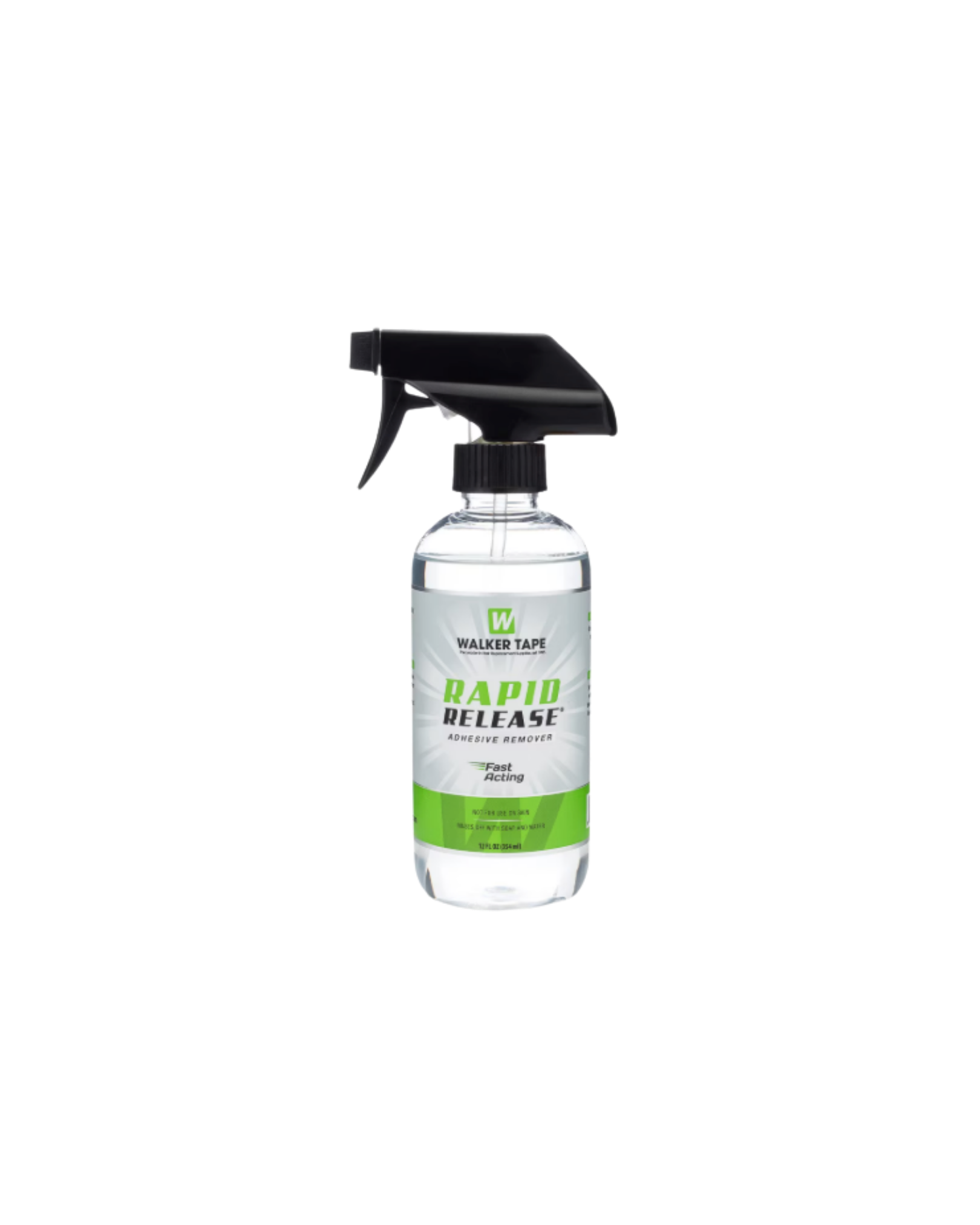 Clear spray bottle with black nozzle labeled 'Rapid Release' on a white background