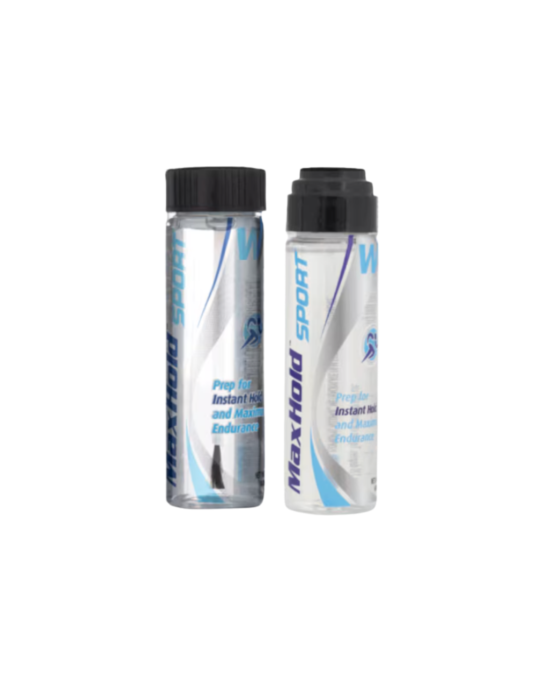 Two bottles of MaxHold Sport hair product on a white background