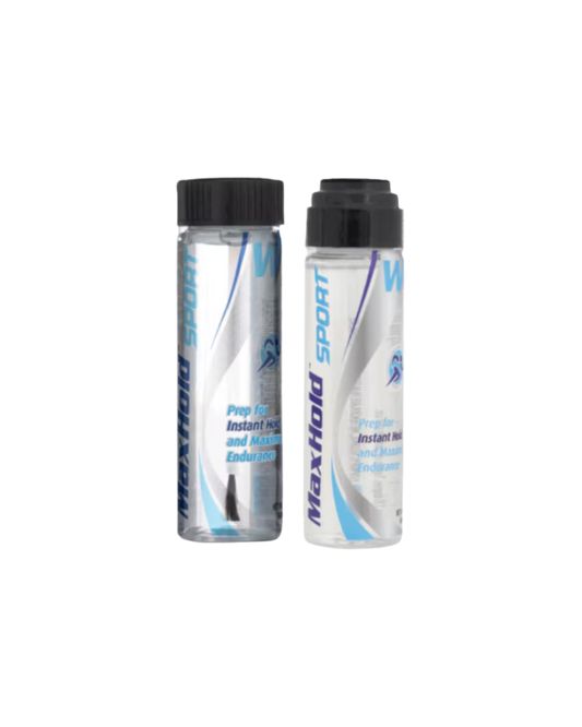 Two bottles of MaxHold Sport hair product on a white background